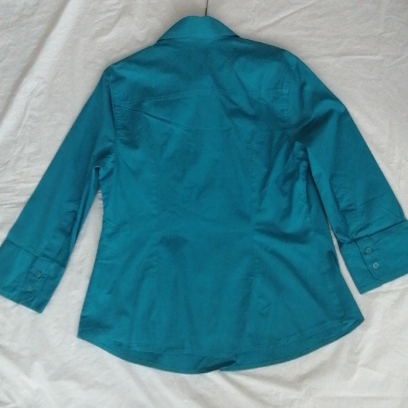 TEAL SUZY SHIER WOMEN'S BASIC LONG SLEEVE BUTTON DOWN SHIRT - Picture 4 of 4